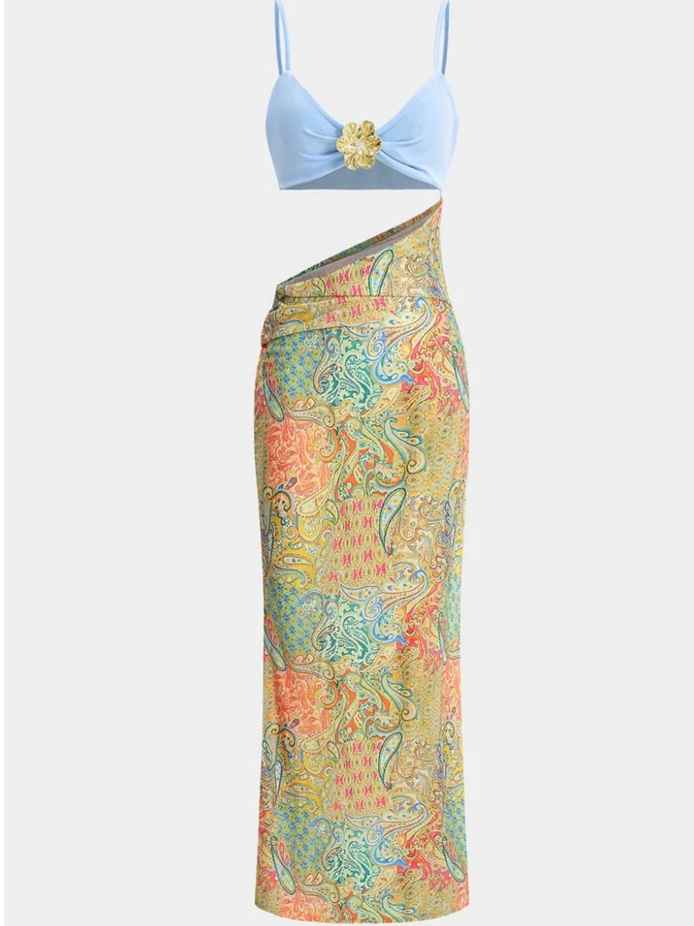 Abstract contrast pattern cut out slip sleeveless